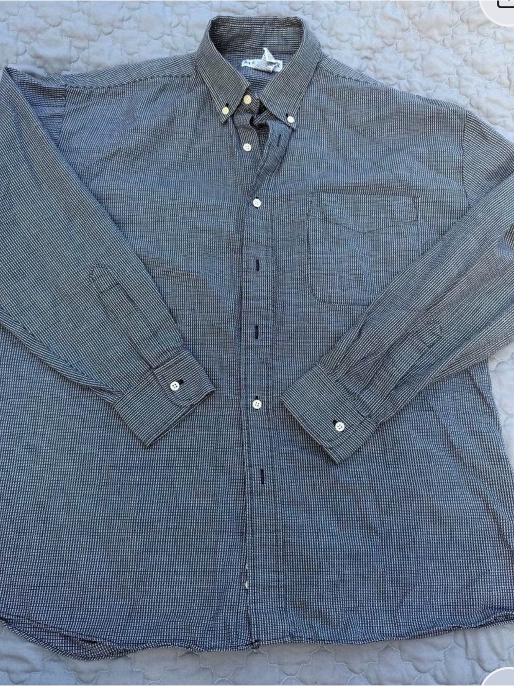 Merona Men's Navy and Gray Tiny-Check Button Down Shirt